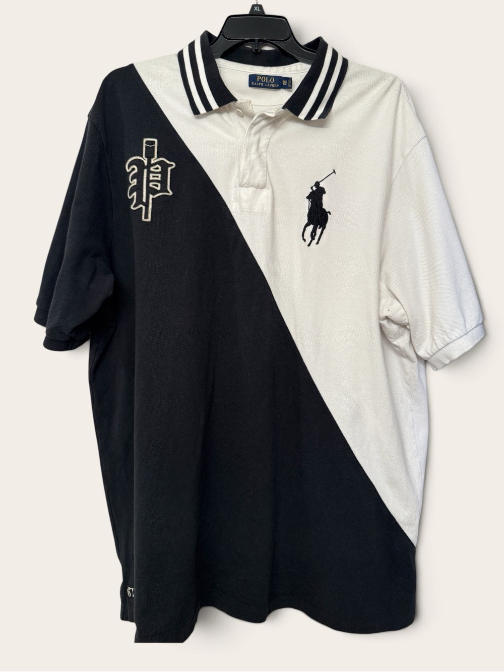 Polo Ralph Lauren Big Pony Colorblock Polo Shirt Mens 3XLT 3XL Tall Black White